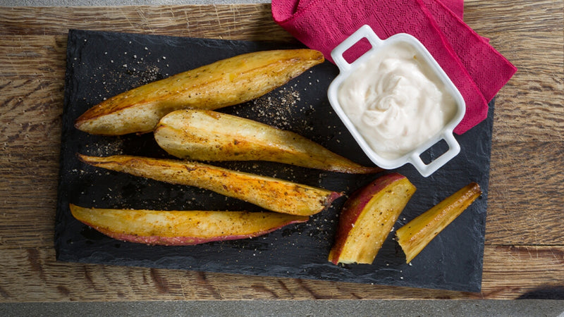 Salted Sweet Potato Wedges with Creamy Dip